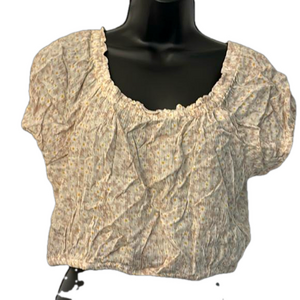 Pink Rose Short Sleeve Crop Top Silvercloud Ditsy Women Size Large